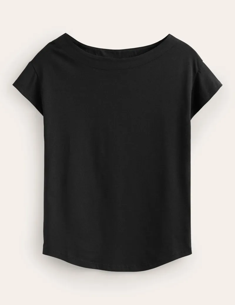 Tops & Blouses | T-Shirts & Tanks-Boden Supersoft Boat Neck T-Shirt- Black