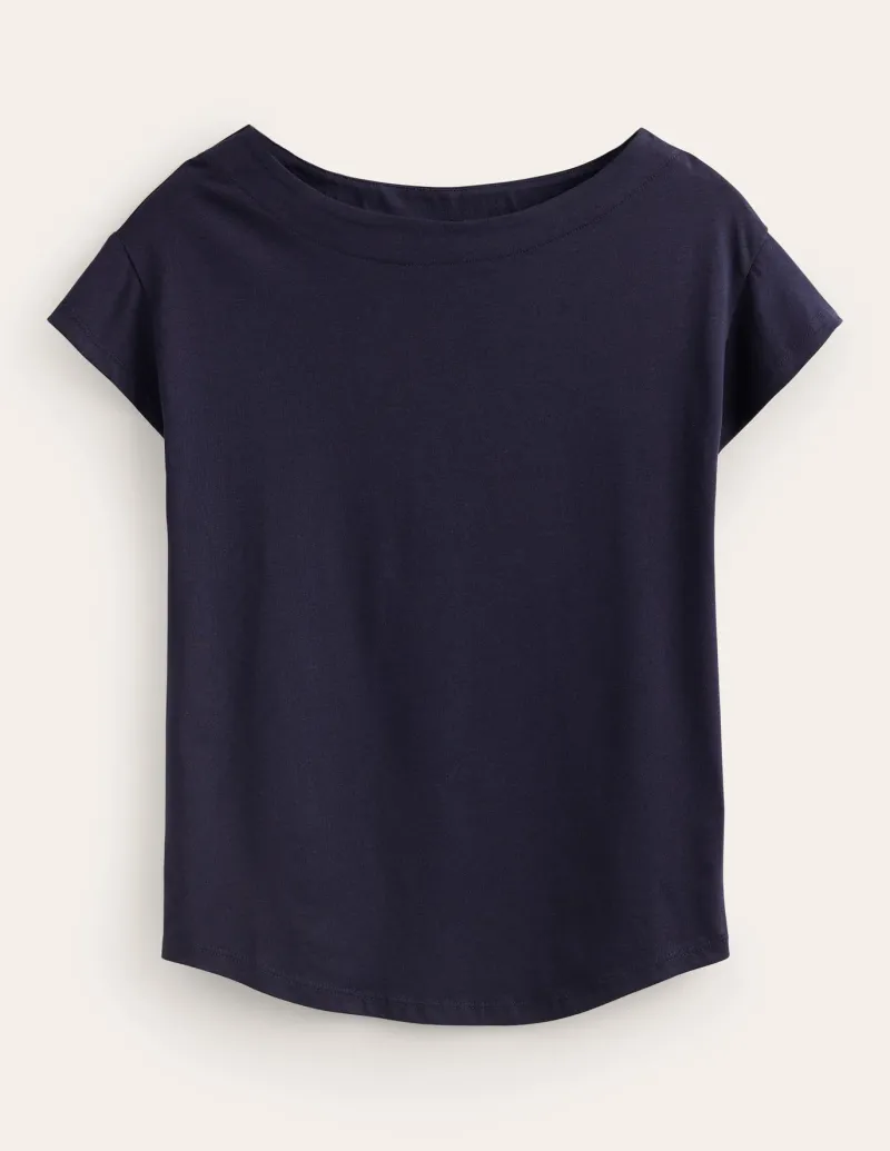 Tops & Blouses | T-Shirts & Tanks-Boden Supersoft Boat Neck T-Shirt- Navy