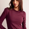 Tops & Blouses | T-Shirts & Tanks-Boden Supersoft Frill Detail Top-Deep Wisteria DeepWisteria