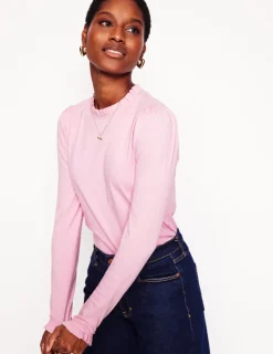 Tops & Blouses | T-Shirts & Tanks-Boden Supersoft Frill Detail Top-Soft Lavender SoftLavender