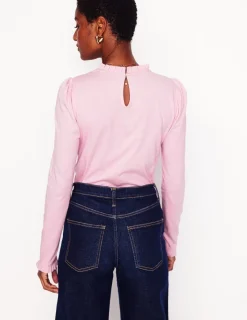 Tops & Blouses | T-Shirts & Tanks-Boden Supersoft Frill Detail Top-Soft Lavender SoftLavender