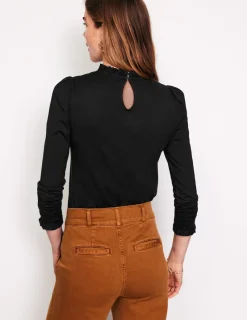 Tops & Blouses | T-Shirts & Tanks-Boden Supersoft Frill Detail Top- Black