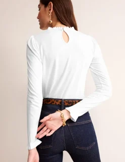 Tops & Blouses | T-Shirts & Tanks-Boden Supersoft Frill Detail Top- White