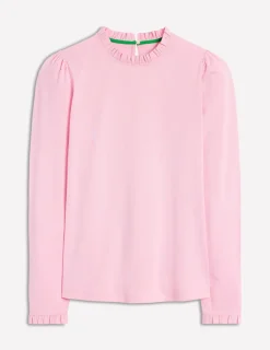 Tops & Blouses | T-Shirts & Tanks-Boden Supersoft Frill Detail Top-Soft Lavender SoftLavender