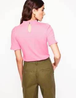 Nightwear & Lougewear | T-Shirts & Tanks-Boden Supersoft Frill Detail T-shirt-Soft Lavender SoftLavender
