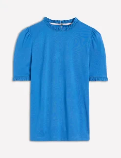 Nightwear & Lougewear | T-Shirts & Tanks-Boden Supersoft Frill Detail T-shirt-Gallery Blue GalleryBlue