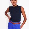 Nightwear & Lougewear | T-Shirts & Tanks-Boden Supersoft Frill Detail Vest- Navy