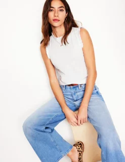 Nightwear & Lougewear | T-Shirts & Tanks-Boden Supersoft Frill Detail Vest- White