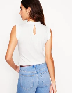 Nightwear & Lougewear | T-Shirts & Tanks-Boden Supersoft Frill Detail Vest- White