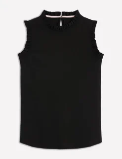 Nightwear & Lougewear | T-Shirts & Tanks-Boden Supersoft Frill Detail Vest- Black