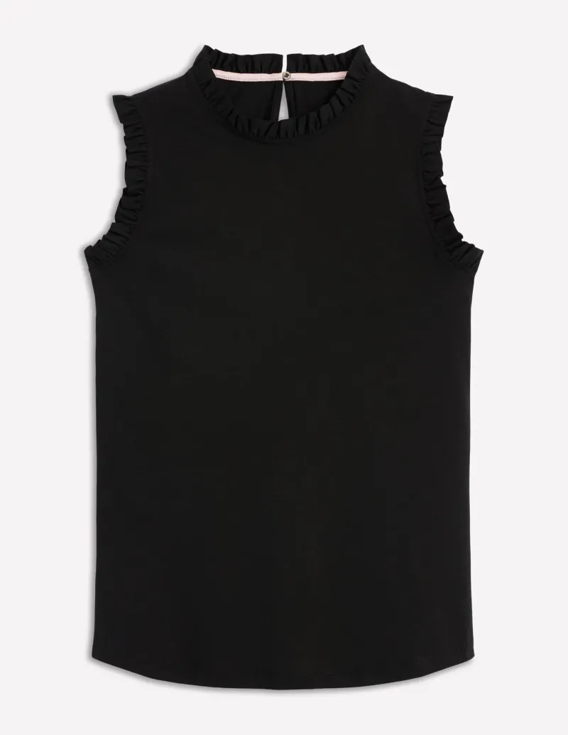 Nightwear & Lougewear | T-Shirts & Tanks-Boden Supersoft Frill Detail Vest- Black