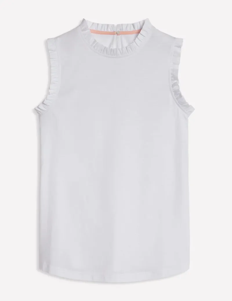 Nightwear & Lougewear | T-Shirts & Tanks-Boden Supersoft Frill Detail Vest- White