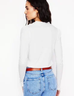 Tops & Blouses | T-Shirts & Tanks-Boden Supersoft Frill Henley Top- White