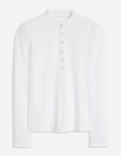 Tops & Blouses | T-Shirts & Tanks-Boden Supersoft Frill Henley Top- White