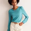 Tops & Blouses | T-Shirts & Tanks-Boden Supersoft Long Sleeve Top-Blue Grass BlueGrass
