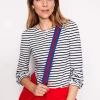 Tops & Blouses | T-Shirts & Tanks-Boden Supersoft Long Sleeve Top-Ivory, Navy Ivory,Navy