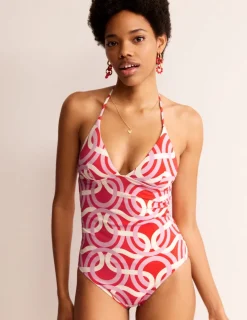 Swimwear-Boden Symi String Swimsuit-Fiesta, Geo Whirl Fiesta,GeoWhirl