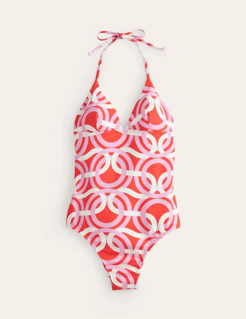 Swimwear-Boden Symi String Swimsuit-Fiesta, Geo Whirl Fiesta,GeoWhirl