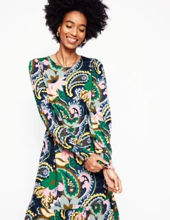 Dresses & Jumpsuits | Midi-Boden Tabitha Tiered Jersey Dress-Green, Botanical Paisley Green,BotanicalPaisley