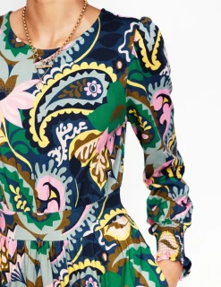 Dresses & Jumpsuits | Midi-Boden Tabitha Tiered Jersey Dress-Green, Botanical Paisley Green,BotanicalPaisley