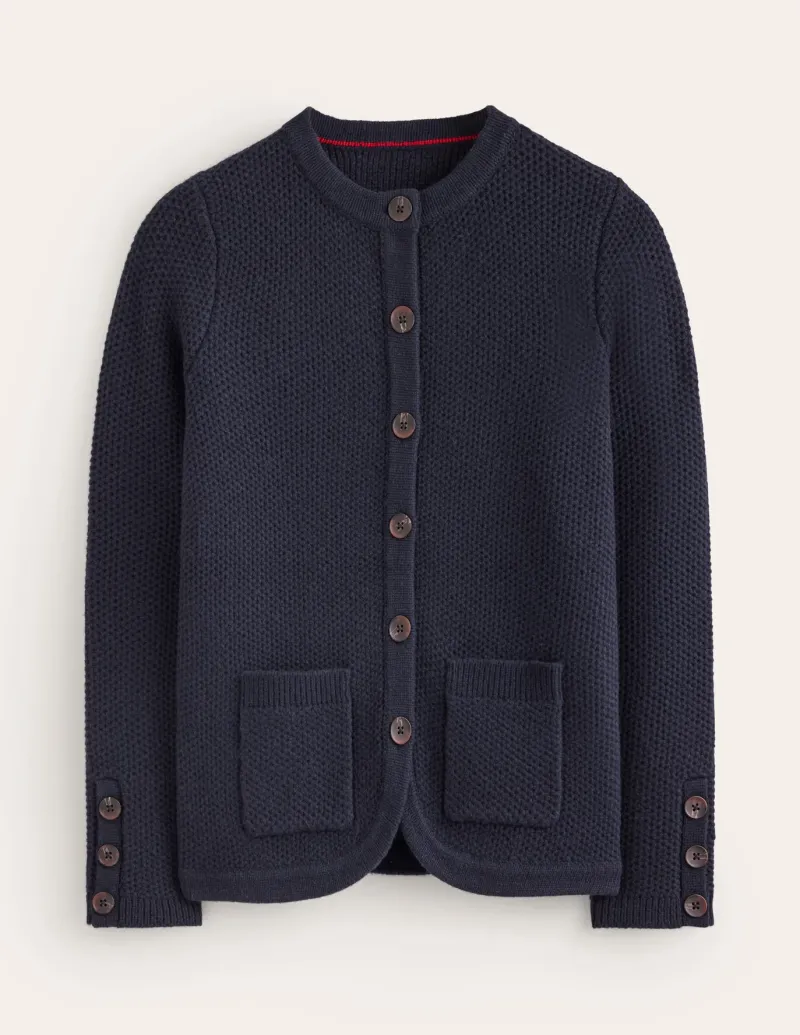 Sweaters & Cardigans-Boden Textured Stitch Cardigan- Navy