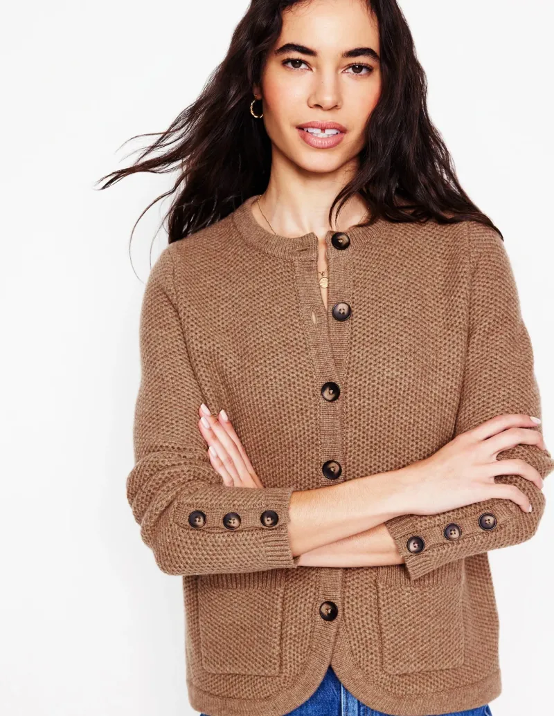 Sweaters & Cardigans-Boden Textured Stitch Cardigan-Praline Brown PralineBrown