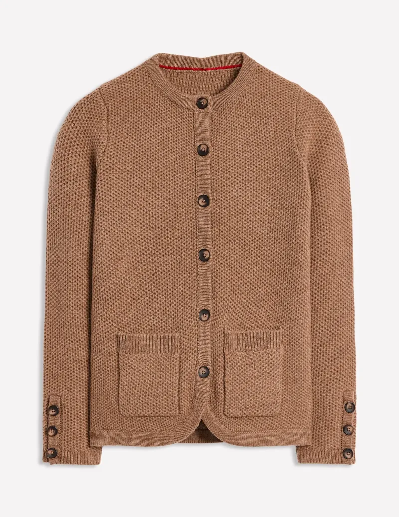 Sweaters & Cardigans-Boden Textured Stitch Cardigan-Praline Brown PralineBrown