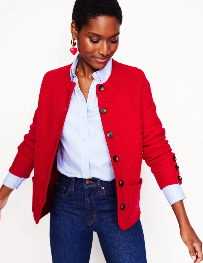 Sweaters & Cardigans-Boden Textured Stitch Cardigan-Rouge Red RougeRed