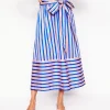 Skirts-Boden Tie Belt Sateen Midi Skirt-Blue and Terracotta Stripe BlueandTerracottaStripe