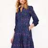 Petite Dresses | Short-Boden Tiered Jersey Shirt Dress-Navy, Paisley Bud Variation Navy,PaisleyBudVariation