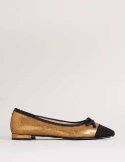 Flats-Boden Toe Cap Ballet Flat-Bronze Metallic Leather BronzeMetallicLeather