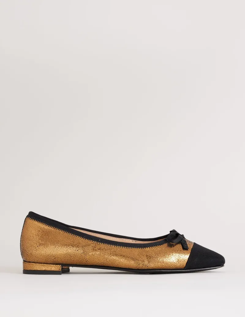 Flats-Boden Toe Cap Ballet Flat-Bronze Metallic Leather BronzeMetallicLeather