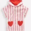 Swimwear & Beachwear-Boden Towelling Throw On-Bubblegum Pink Heart Stripe