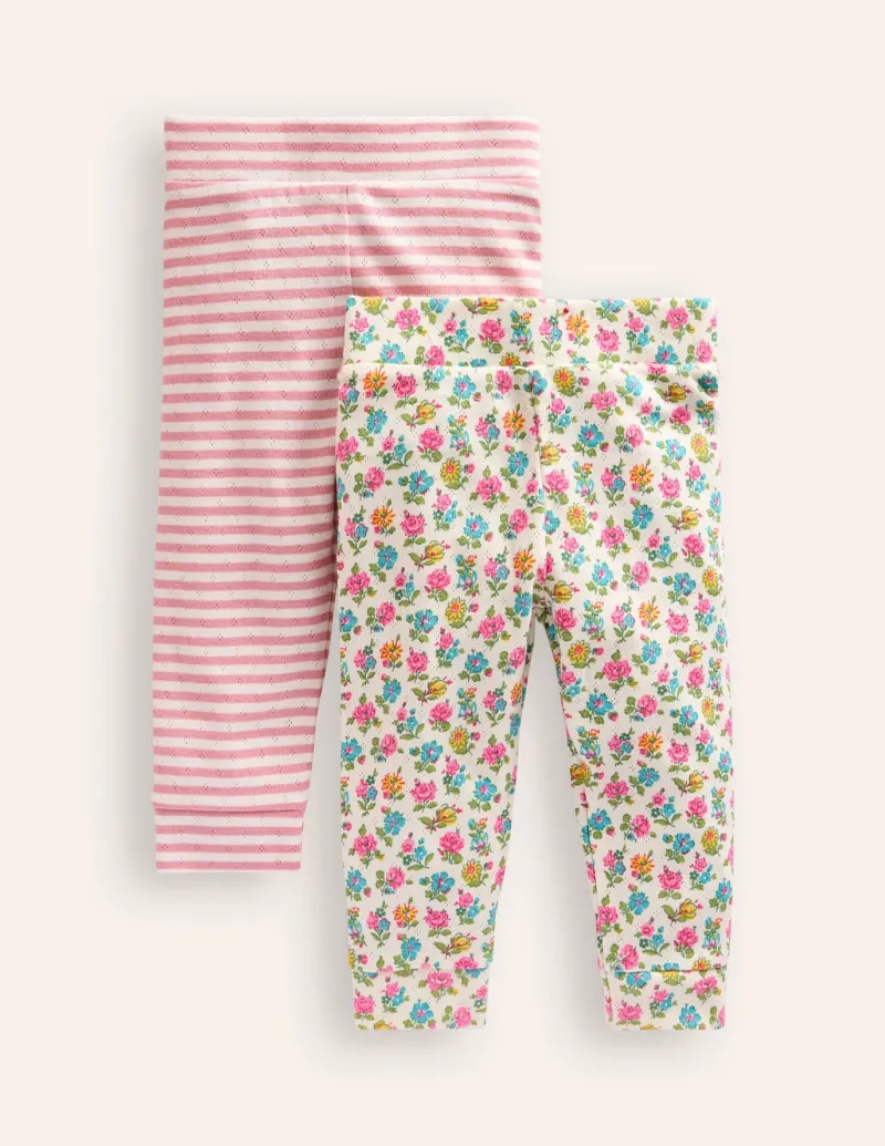 Bottoms-Boden Twin Pack Pointelle Leggings-Almond Pink/Ivory AlmondPink/Ivory