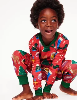 Sleepwear & Pajamas-Boden Twin Pack Snug Pajamas-Jam Red Christmas JamRedChristmas