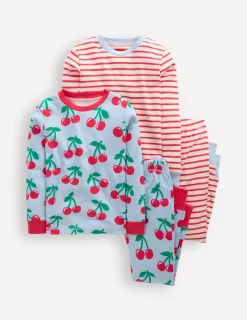 Sleepwear & Pajamas-Boden Twin Pack Snug Pajamas-Misty Blue Cherries MistyBlueCherries
