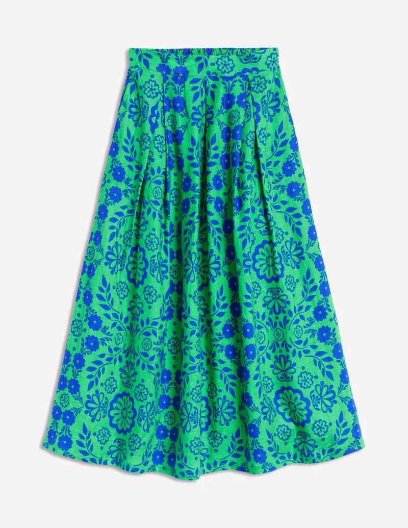 Skirts-Boden Verity Linen Midi Skirt-Structured Meadow StructuredMeadow