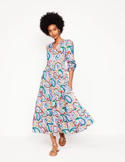 Dresses & Jumpsuits | Midi-Boden Violet Cotton Midi Dress-Multi, Meadow Paisley Multi,MeadowPaisley