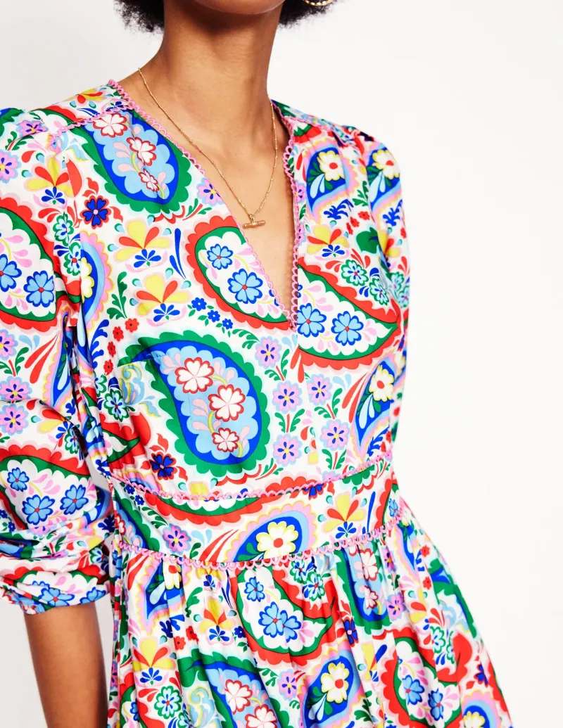 Dresses & Jumpsuits | Midi-Boden Violet Cotton Midi Dress-Multi, Meadow Paisley Multi,MeadowPaisley