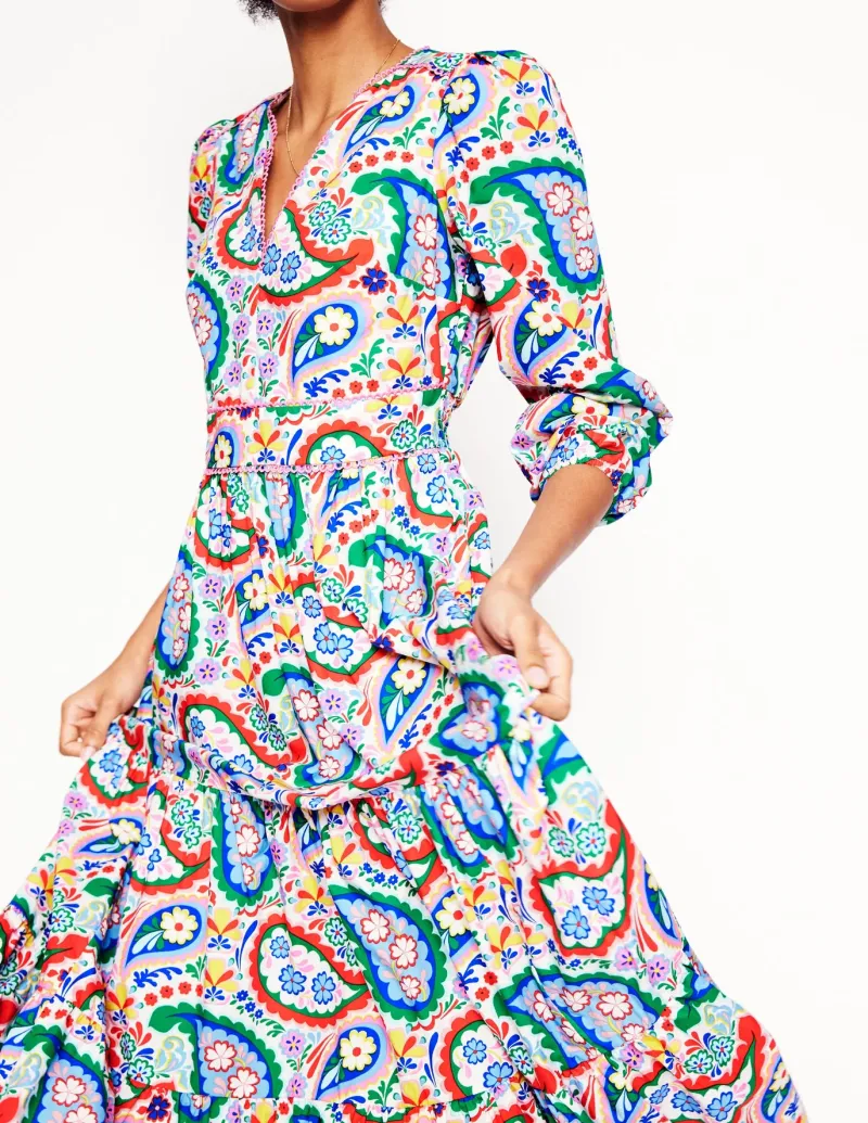 Dresses & Jumpsuits | Midi-Boden Violet Cotton Midi Dress-Multi, Meadow Paisley Multi,MeadowPaisley