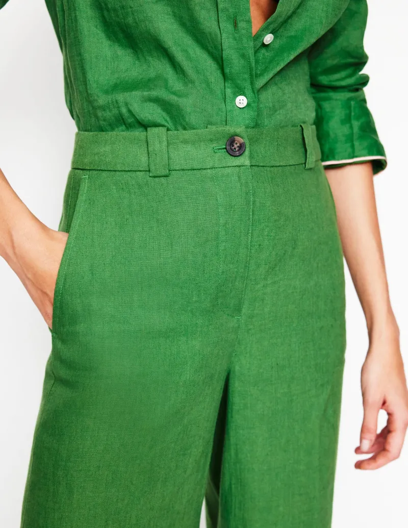 Pants-Boden Westbourne Linen Pants-Iguana Green IguanaGreen