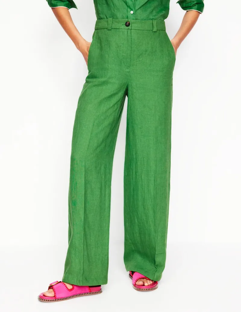 Pants-Boden Westbourne Linen Pants-Iguana Green IguanaGreen