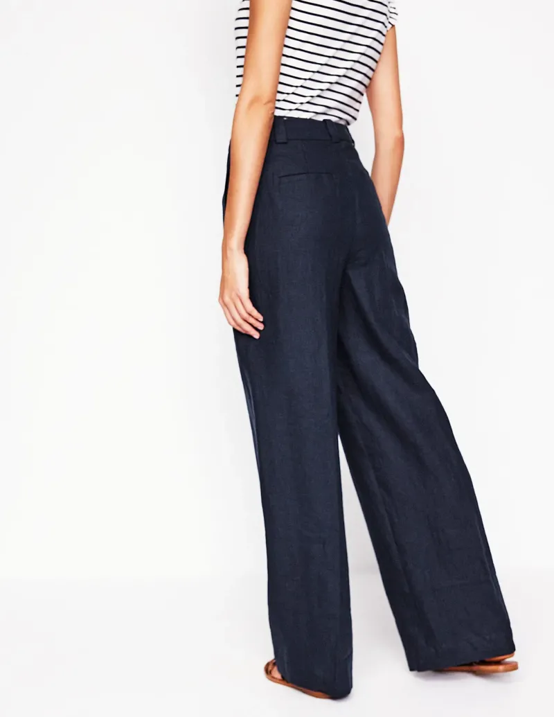 Pants-Boden Westbourne Linen Pants- Navy