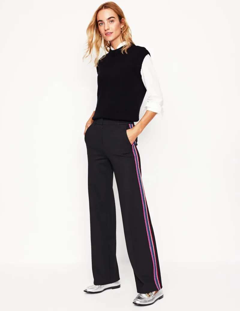 Pants | Suits & Tailoring-Boden Westbourne Ponte Pants-Black, Rainbow Stripe Black,RainbowStripe