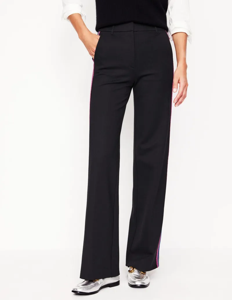 Pants | Suits & Tailoring-Boden Westbourne Ponte Pants-Black, Rainbow Stripe Black,RainbowStripe