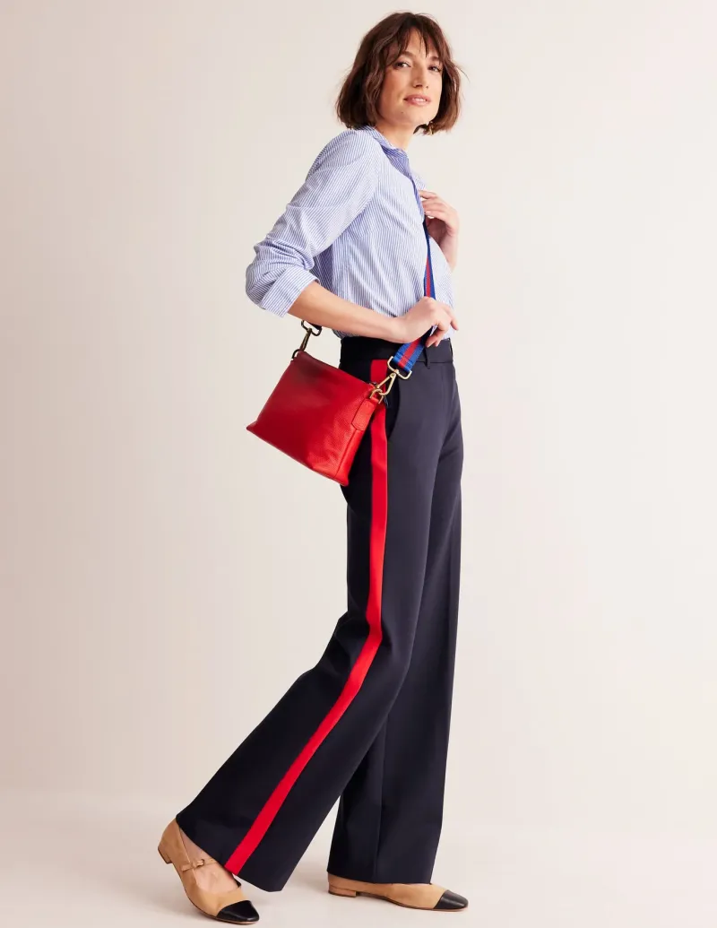 Pants | Suits & Tailoring-Boden Westbourne Ponte Trousers-Navy, Red Stripe Navy,RedStripe