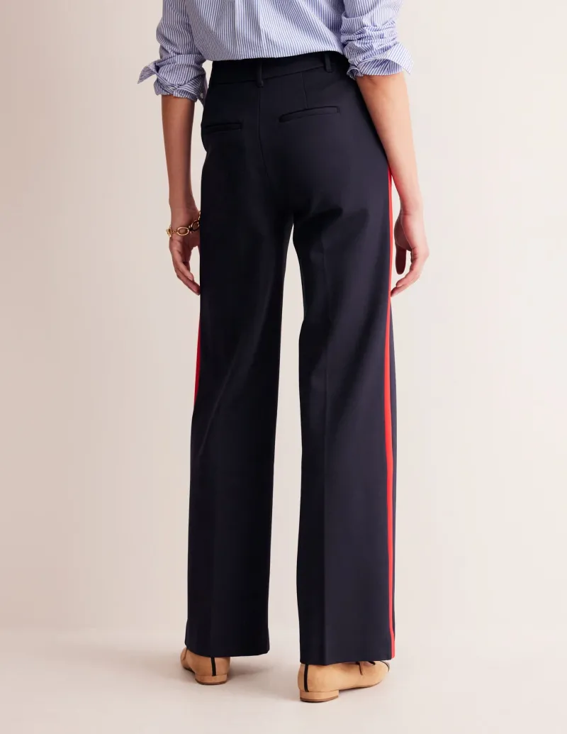 Pants | Suits & Tailoring-Boden Westbourne Ponte Trousers-Navy, Red Stripe Navy,RedStripe