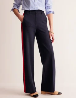 Pants | Suits & Tailoring-Boden Westbourne Ponte Trousers-Navy, Red Stripe Navy,RedStripe