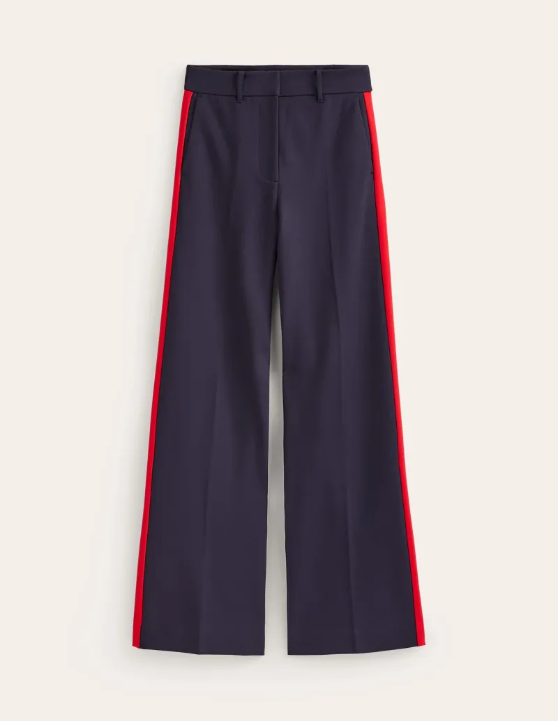 Pants | Suits & Tailoring-Boden Westbourne Ponte Trousers-Navy, Red Stripe Navy,RedStripe