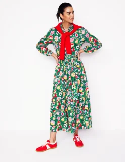 Dresses & Jumpsuits | Midi-Boden Willow Tiered Jersey Dress-Forest Grass, Flourishing Vine ForestGrass,FlourishingVine